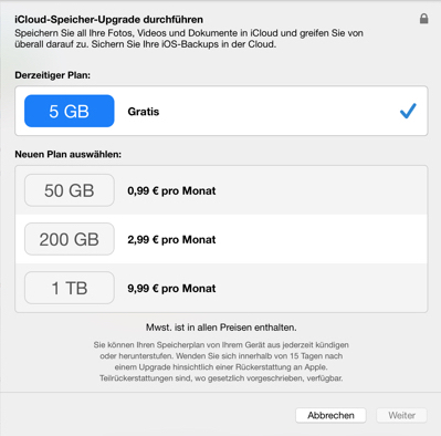 iCloud-Speicher